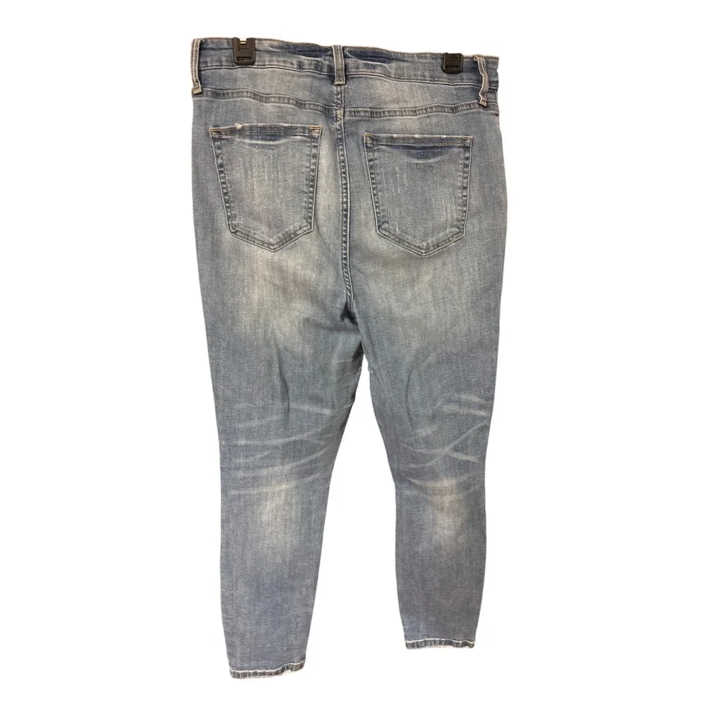 JustFab Womens High Waisted Skinny‎ Jeans Light Wash Distressed Size 33